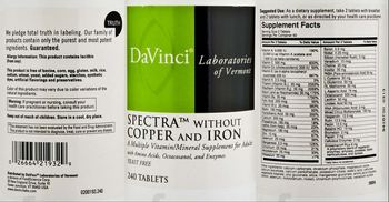 DaVinci Laboratories Of Vermont Spectra Without Copper And Iron - a multiple vitaminmineral supplement for adults
