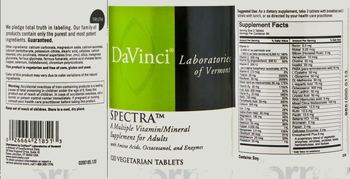 DaVinci Laboratories Of Vermont Spectra - a multiple vitaminmineral supplement for adults