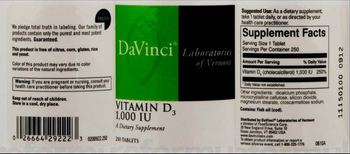 DaVinci Laboratories Of Vermont Vitamin D3 1,000 IU - supplement