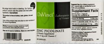 DaVinci Laboratories Of Vermont Zinc Picolinate - supplement