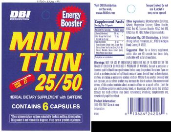 DBI Distribution Mini Thin 25-50 - herbal supplement with caffeine