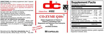 DC Co-Zyme Q10+ - supplement of vitamin c vitamin e pantotheic acid magnesium and selenium plus coenzyme q10 and beta 