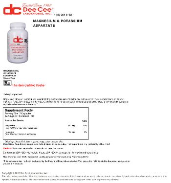 DC Dee Cee Laboratories Magnesium & Potassium Aspartate - supplement