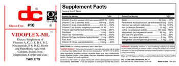 DC Vidoplex-ML - supplement of vitamins a c d e b1 b2 niacinamide b6 b12 biotin and pantothenic acid with calcium iod