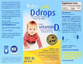 Ddrops Liquid Vitamin D3 400 IU - supplement
