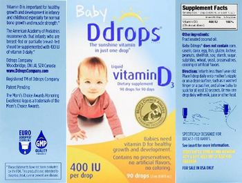 Ddrops Liquid Vitamin D3 400 IU - supplement