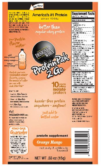 Designer Whey ProteinPak 2 Go Orange Mango - supplement do not use for weight reduction