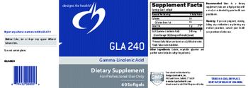 Designs For Health GLA 240 Gamma-Linolenic Acid - supplement