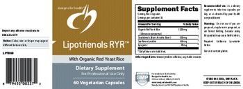 Designs For Health Lipotrienols RYR With Organic Red Yeast Rice - supplement