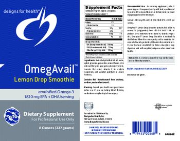 Designs For Health OmegAvail Lemon Drop Smoothie - supplement