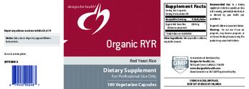 Designs For Health Organic RYR Red Yeast Rice - supplement