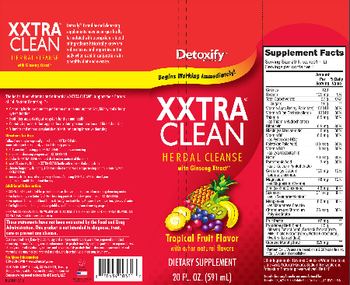 Detoxify Brand Xxtra Clean Herbal Cleanse Tropical Fruit Flavor - supplement