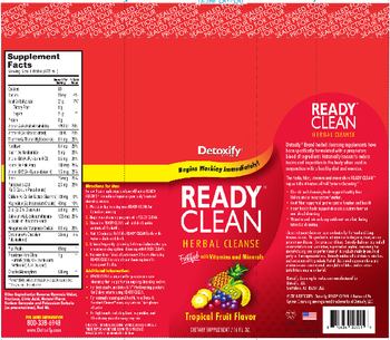 Detoxify Brand Ready Clean Herbal Cleanse Tropical Fruit Flavor - supplement