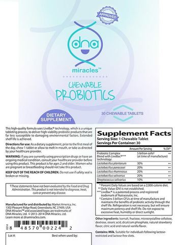 DNA Miracles Chewable Probiotics - supplement