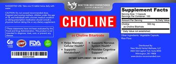 Doctor Recommended Supplements Choline - supplement