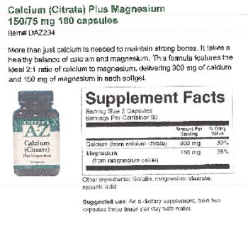 Doctor's A-Z Calcium (Citrate) Plus Magnesium - 