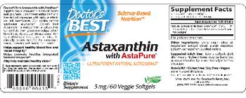 Doctor's Best Astaxanthin - supplement