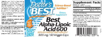 Doctor's Best Best Alpha-Lipoic Acid 600 - supplement