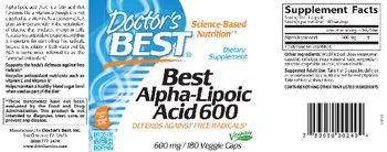 Doctor's Best Best Alpha-Lipoic Acid 600 - supplement
