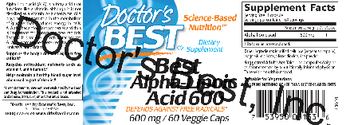 Doctor's Best Best Alpha-Lipoic Acid 600 - supplement