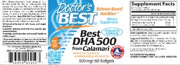 Doctor's Best Best DHA 500 From Calamari - supplement