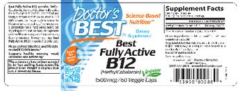 Doctor's Best Best Fully Active B12 (MethylCobalamin) 1500 mcg - supplement