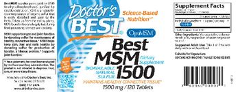 Doctor's Best Best MSM 1500 - supplement
