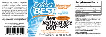 Doctor's Best Best Red Yeast Rice 600 With CoQ10 - supplement