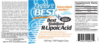 Doctor's Best Best Stabilized R-Lipoic Acid 200 mg - supplement