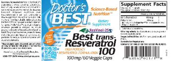 Doctor's Best Best Trans-Resveratrol 100 - supplement