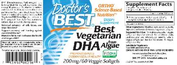 Doctor's Best Best Vegetarian DHA from Algae 200 mg - supplement