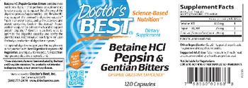 Doctor's Best Betaine HCl Pepsin And Gentian Bitters - supplement