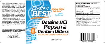 Doctor's Best Betaine HCl Pepsine & Gentian Bitters - supplement