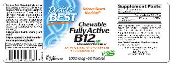 Doctor's Best Chewable Fully Active B12 Chocolate Mint Flavor 1000 mcg - supplement