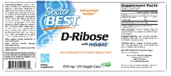 Doctor's Best D-Ribose 850 mg - supplement