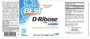 Doctor's Best D-Ribose with BioEnergy Ribose 850 mg - supplement