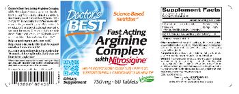 Doctor's Best Fast Acting Arginine Complex with Nitrosigine 750 mg - supplement