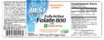 Doctor's Best Fully Active Folate 800 with Quatrefolic 800 mcg - supplement