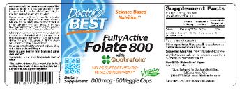 Doctor's Best Fully Active Folate 800 with Quatrefolic 800 mcg - supplement
