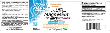 Doctor's Best High Absorption 100% Chelated Magnesium Powder - supplement