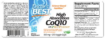 Doctor's Best High Absorption CoQ10 100 mg with BioPerine - supplement