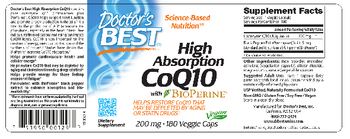 Doctor's Best High Absorption CoQ10 200 mg with BioPerine - supplement