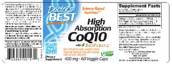 Doctor's Best High Absorption CoQ10 400 mg with BioPerine - supplement