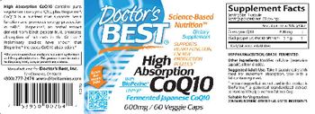 Doctor's Best High Absorption CoQ10 600 mg - supplement
