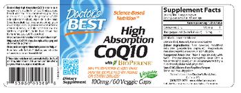 Doctor's Best High Absorption CoQ10 with BioPerine 100 mg - supplement