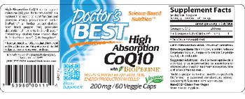 Doctor's Best High Absorption CoQ10 With BioPerine 200 mg - supplement