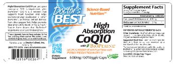 Doctor's Best High Absorption CoQ10 With BioPerine 600 mg - supplement