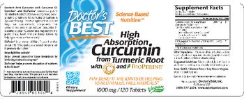 Doctor's Best High Absorption Curcumin 1000 mg - supplement