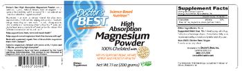 Doctor's Best High Absorption Magnesium Powder - supplement
