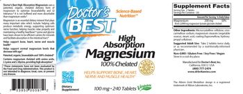 Doctor's Best High Adsorption Magnesium 100% Chelated 100 mg - supplement